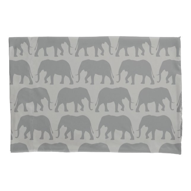 African Elephant Silhouettes Pattern Pillowcase (Front)