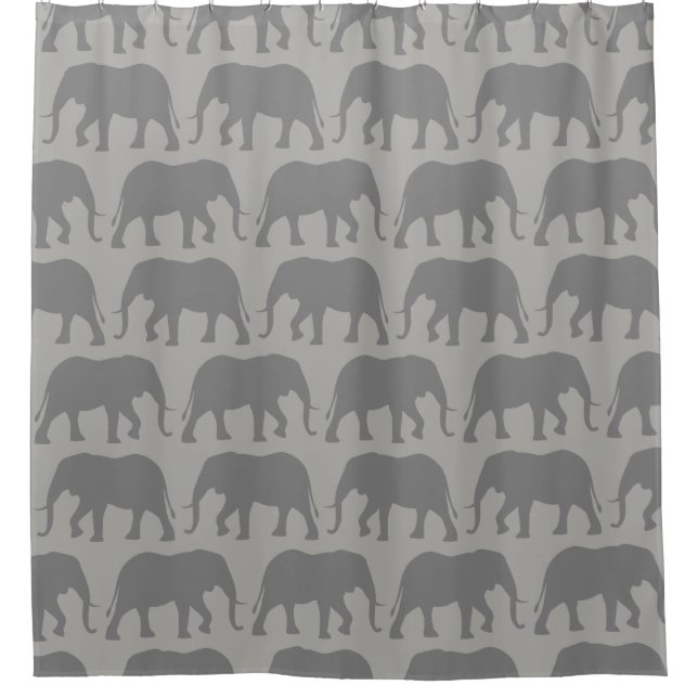 African Elephant Silhouettes Pattern Shower Curtain (Front)