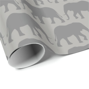 African Elephant Silhouettes Pattern Wrapping Paper