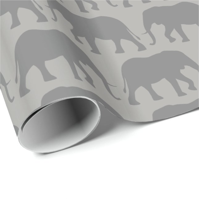 African Elephant Silhouettes Pattern Wrapping Paper (Roll Corner)