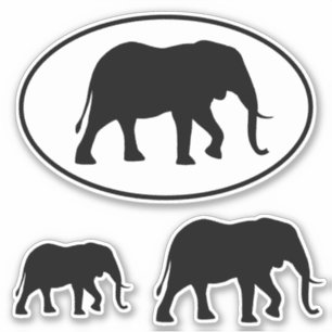 African Elephant Silhouettes Vinyl Sticker Set
