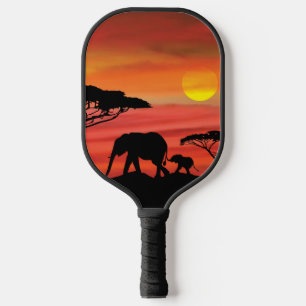 African Elephant Sunset Pickleball Paddle