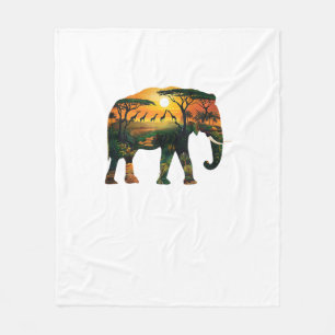 African Elephant Sunset Safari Nature Lovers Shirt Fleece Blanket