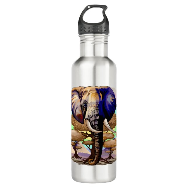 African Elephant Surreal Portrait  710 Ml Water Bottle (Front)