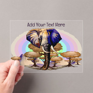 African Elephant Surreal Portrait Acrylic Invitations