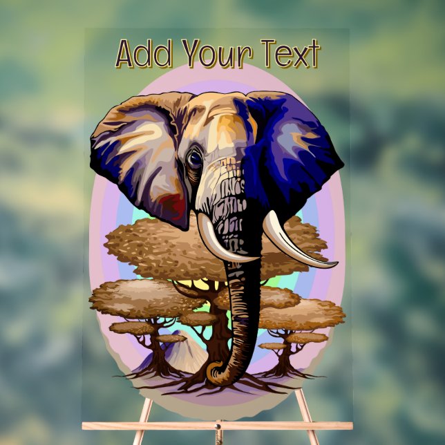 African Elephant Surreal Portrait  Acrylic Sign (Neutral)