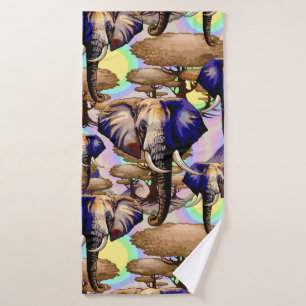 African Elephant Surreal Portrait Bath Towel Set
