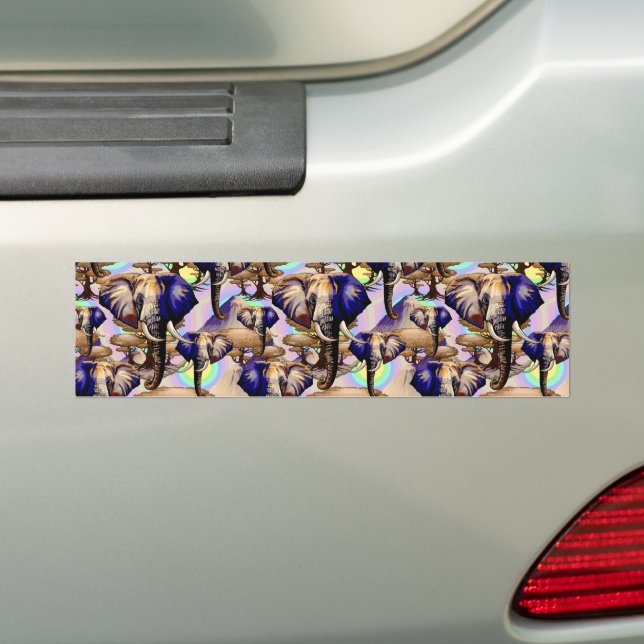 African Elephant Surreal Portrait  Bumper Sticker (On Car)