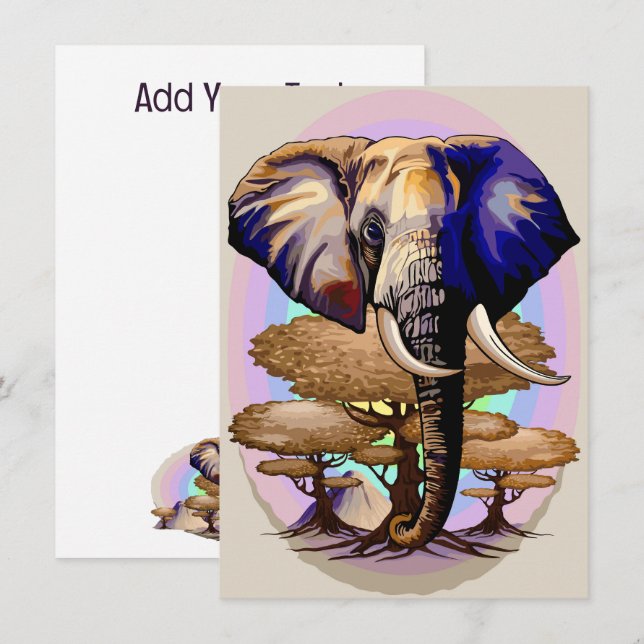African Elephant Surreal Portrait  Card (Front/Back)