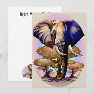 African Elephant Surreal Portrait  Card