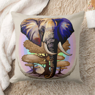 African Elephant Surreal Portrait  Cushion