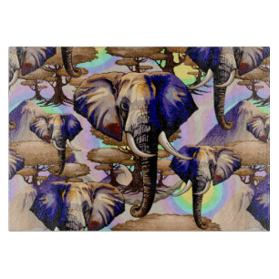 African Elephant Surreal Portrait  Cutting Board