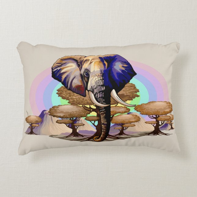African Elephant Surreal Portrait  Decorative Cushion (Front)