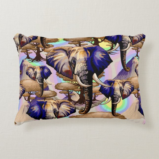 African Elephant Surreal Portrait  Decorative Cushion (Front)