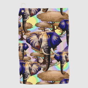 African Elephant Surreal Portrait  Golf Towel