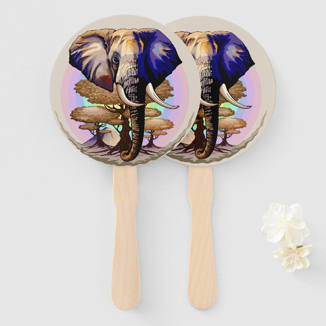 African Elephant Surreal Portrait  Hand Fan (Front and Back)