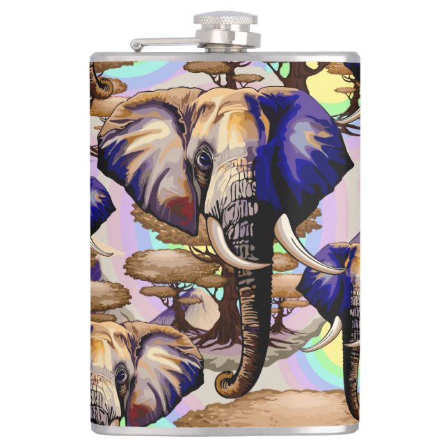 African Elephant Surreal Portrait  Hip Flask (Front)