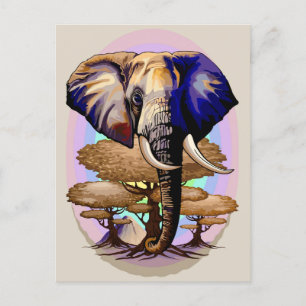 African Elephant Surreal Portrait Holiday Postcard