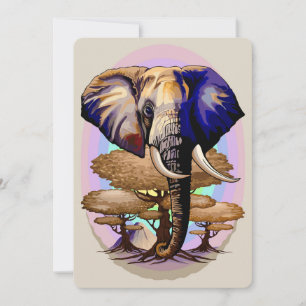African Elephant Surreal Portrait Invitation