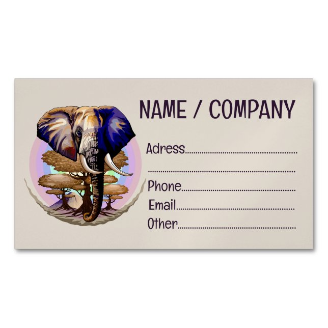 African Elephant Surreal Portrait  Magnetic Business Card (Front)