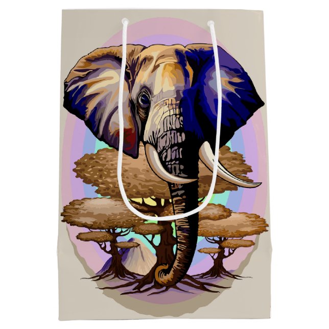 African Elephant Surreal Portrait  Medium Gift Bag (Back)