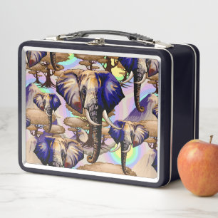 African Elephant Surreal Portrait Metal Lunch Box