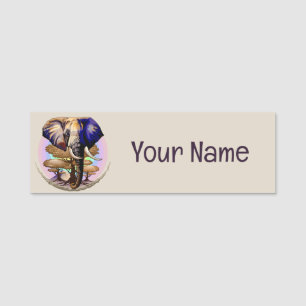 African Elephant Surreal Portrait Name Tag