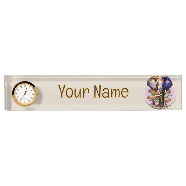 African Elephant Surreal Portrait  Nameplate (Front)