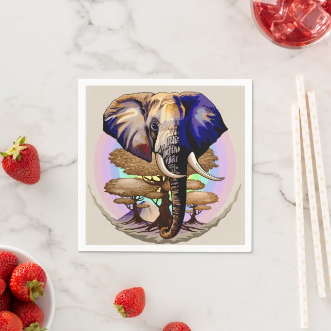 African Elephant Surreal Portrait  Napkin (Insitu)