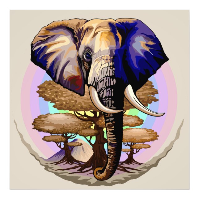 African Elephant Surreal Portrait  Photo Print (Front)