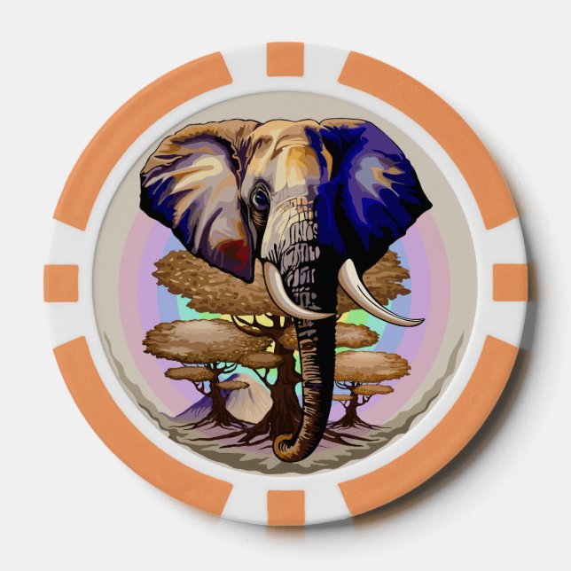 African Elephant Surreal Portrait  Poker Chips (Front)