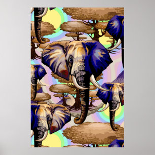 African Elephant Surreal Portrait  Poster