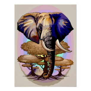 African Elephant Surreal Portrait  Poster