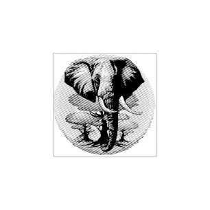 African Elephant Surreal Portrait  Rubber Stamp
