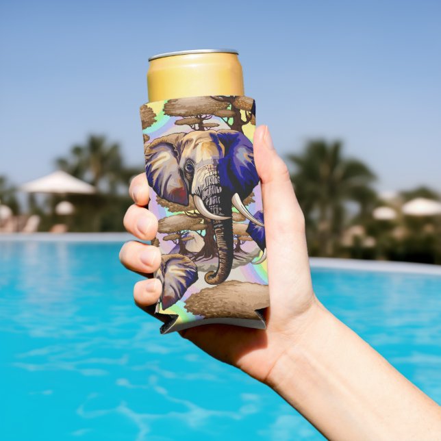 African Elephant Surreal Portrait  Seltzer Can Cooler (In Situ Pool)
