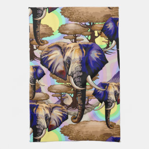 African Elephant Surreal Portrait  Tea Towel
