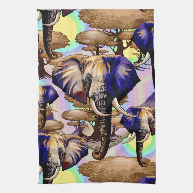 African Elephant Surreal Portrait  Tea Towel (Vertical)