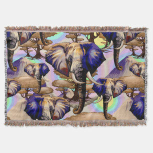 African Elephant Surreal Portrait  Throw Blanket