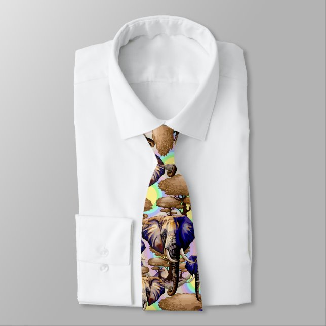 African Elephant Surreal Portrait  Tie (Tied)
