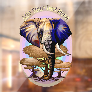African Elephant Surreal Portrait Window Cling