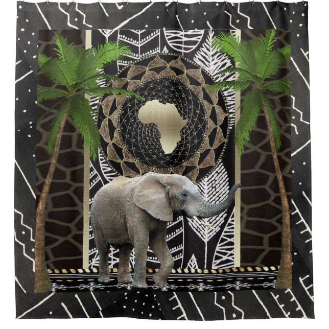African Elephant Walk Shower Curtain (Front)