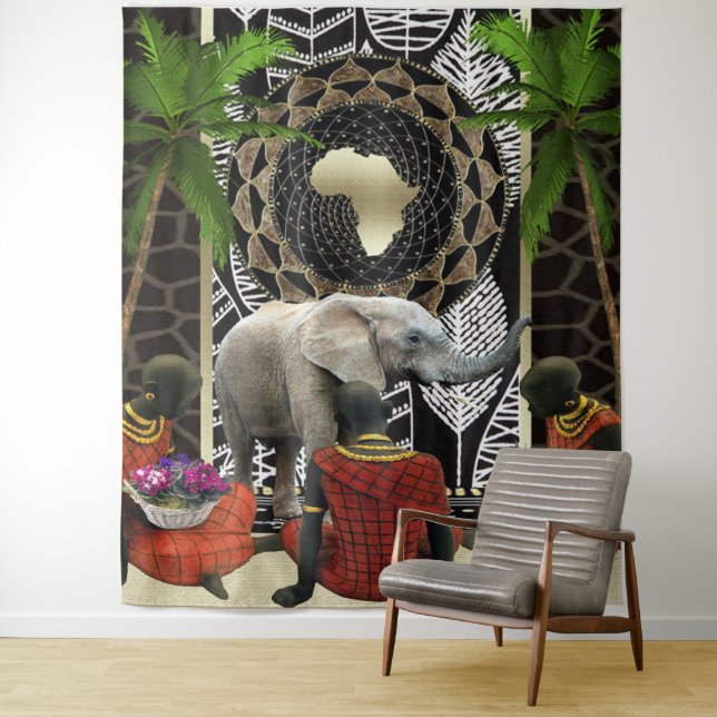 African Elephant Walk Tapestry (In Situ)