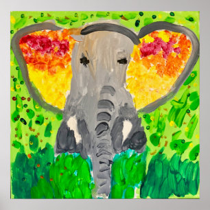 African elephant watercolour poster