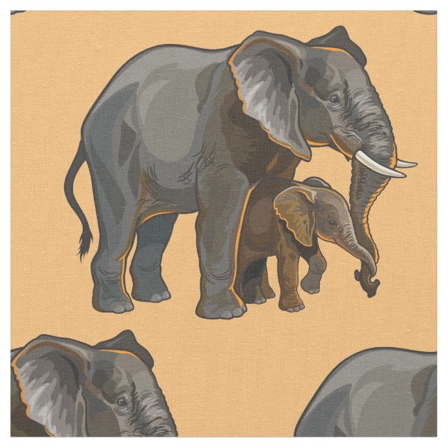 African elephant with baby fabric (Close Up)