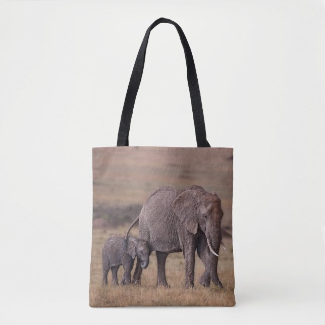 African Elephant with Baby Tote Bag (Front)