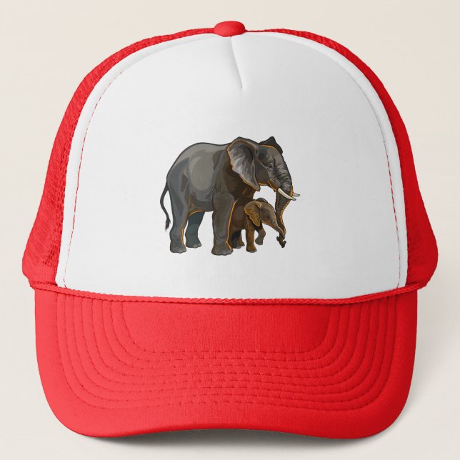 African elephant with baby trucker hat (Front)