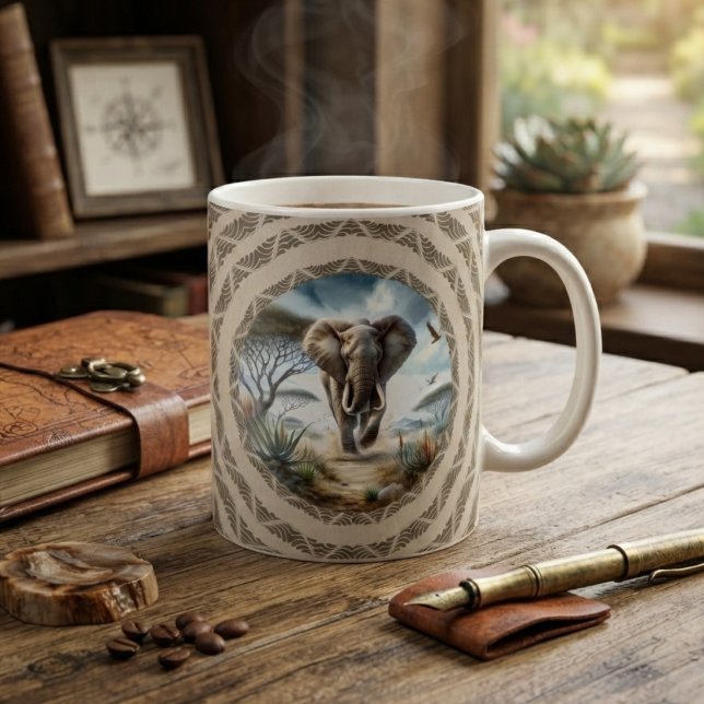 African Elephant With Pattern Coffee Mug (Creator Uploaded)
