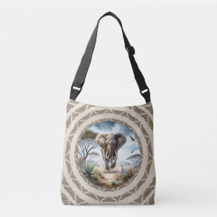 African Elephant With Pattern Crossbody Bag