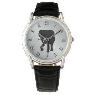 African Elephant with Roman Numerals Watch