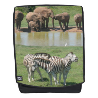 African Elephants and Zebras Adult Backpack